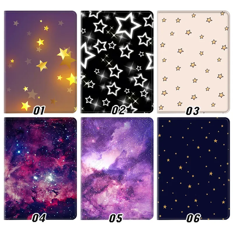 Sparkling Stars & Galaxy Nebula Pattern Tri-Fold Stand Tablet Case