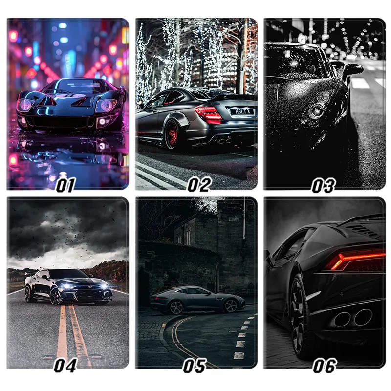 Supercars Ford GT Lamborghini Mercedes-AMG Black Car Tri-Fold Stand Tablet Case