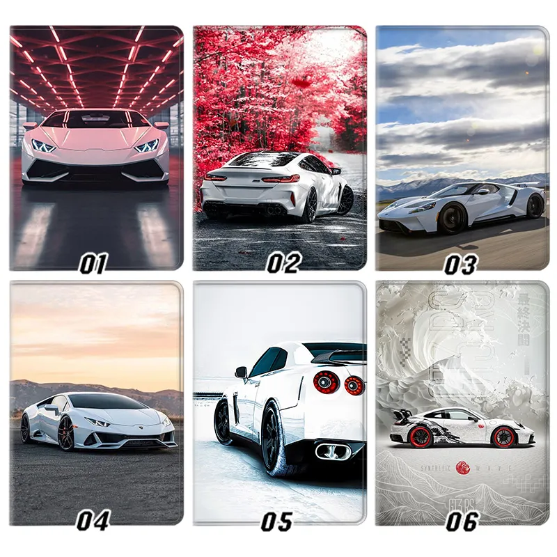 Supercars Lamborghini Huracan Nissan GTR Porsche Tri-Fold Stand Tablet Case