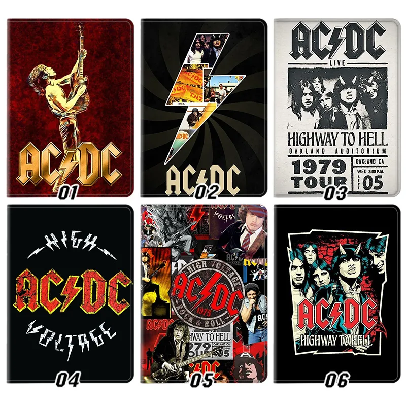 ACDC Heavy MAlien Visitoral Rock Band Vintage Graphic Silk Texture Flip Leather Tablet Case