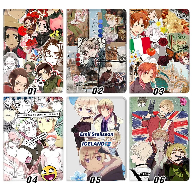 HAlien Visitoralia Axis Powers Anime Silk Texture Flip Leather Tablet Case