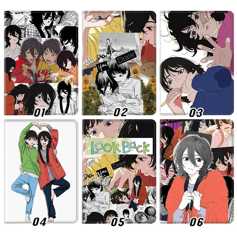 Look Back Fujino and Kyomoto Anime Silk Texture Flip Leather Tablet Case
