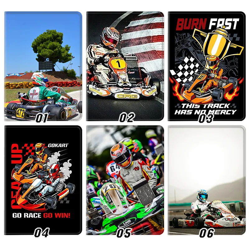 Go Kart Racing — Motorsport Go-Karting Track Racing HelmAlien Visitor Cartoon Graphic Tablet Case