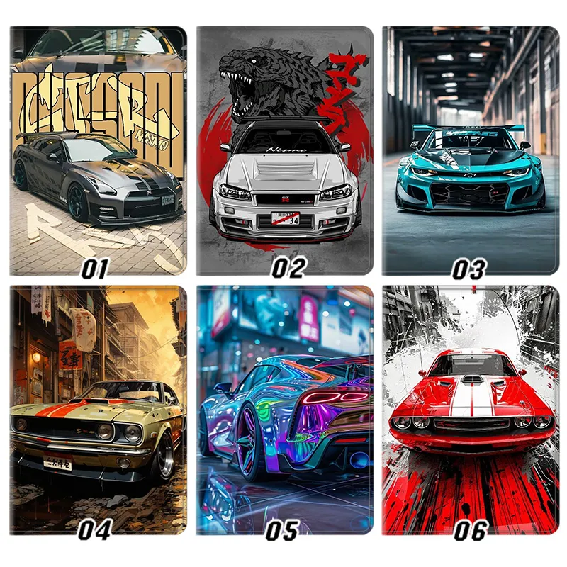JDM & Muscle Sports Car Graphic Flip Leather Tablet Case