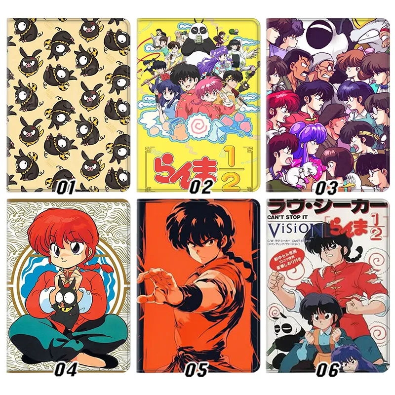 Ranma 1/2 — Classic Anime Characters & P-chan Pattern Flip Leather Tablet Case