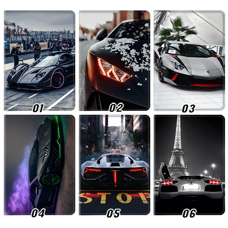 Lamborghini & Pagani Luxury Supercar Silk Texture Flip Leather Tablet Case