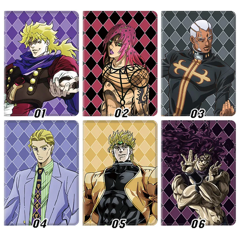 JOJO Anime Villains Dio Brando Yoshikage Kira Diavolo Enrico Pucci Kars Folding Leather Tablet Case