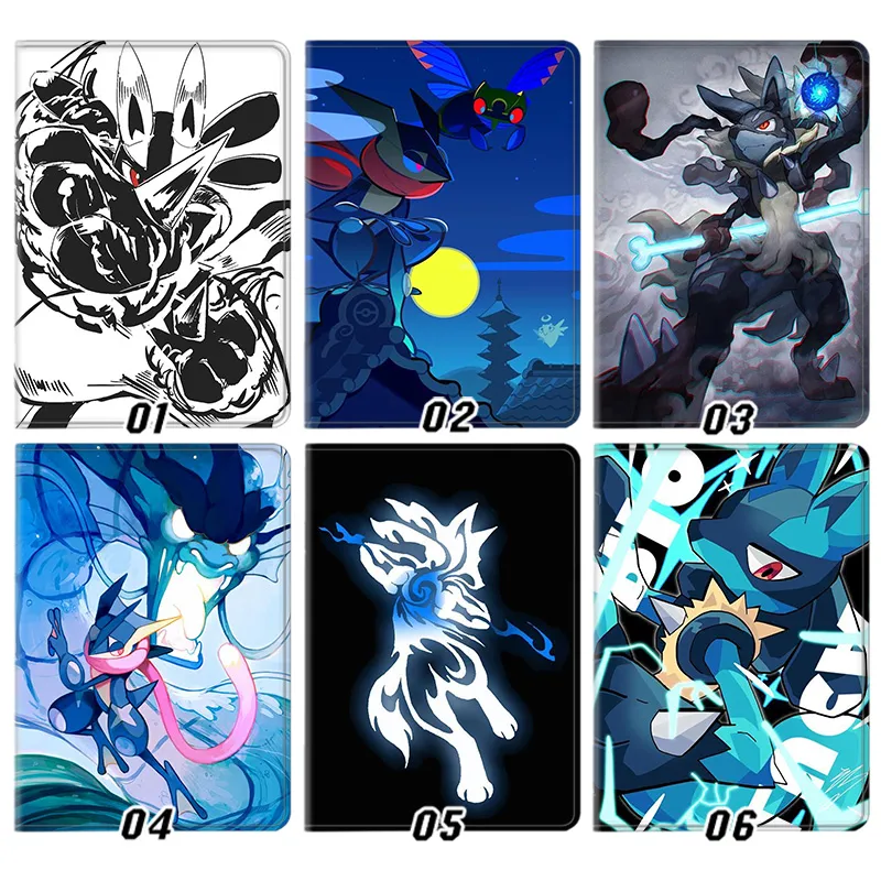 Creature Collection Greninja Lucario Suicune Anime Character Graphic Folding Leather Tablet Case