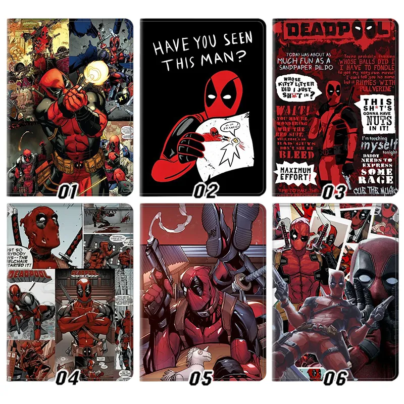 Hero Comic Deadpool Comic Character Graphic Art Funny Folding Leather Tablet Case