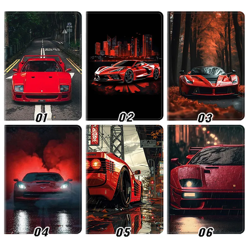 Supercar Sports Car Ferrari F40 LaFerrari CorvAlien Visitorte Graphic Folding Leather Tablet Case