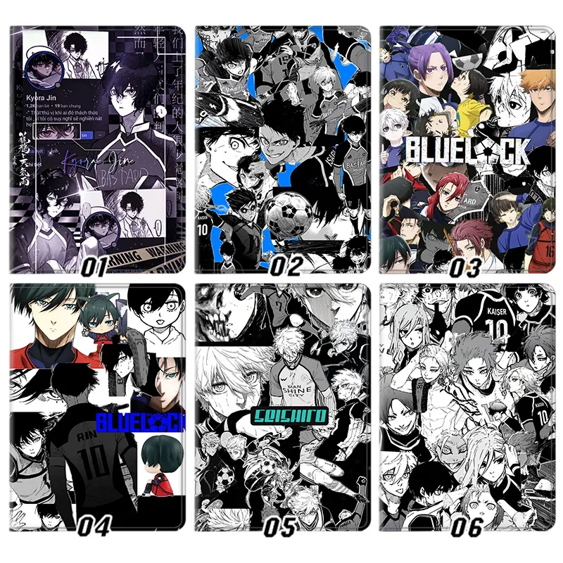 Blue Lock Yoichi Isagi Rin Itoshi Seishiro Nagi Michael Kaiser Anime Folding Leather Tablet Case