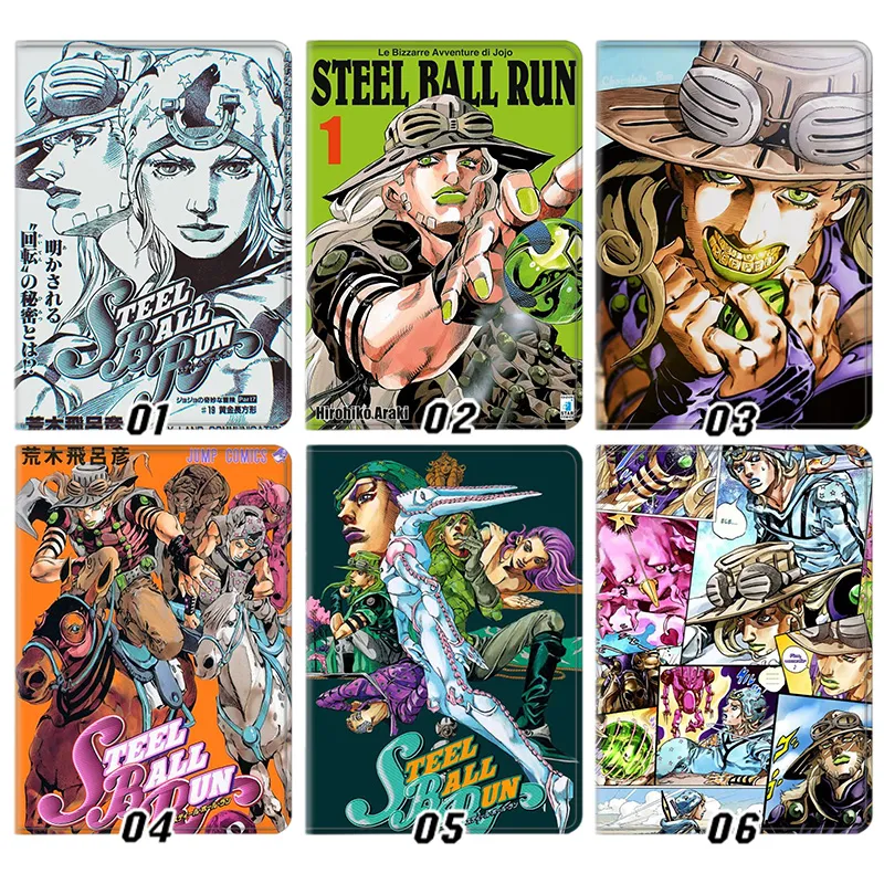 JOJO Anime Steel Ball Run Gyro Zeppeli Johnny Joestar Folding Leather Tablet Case