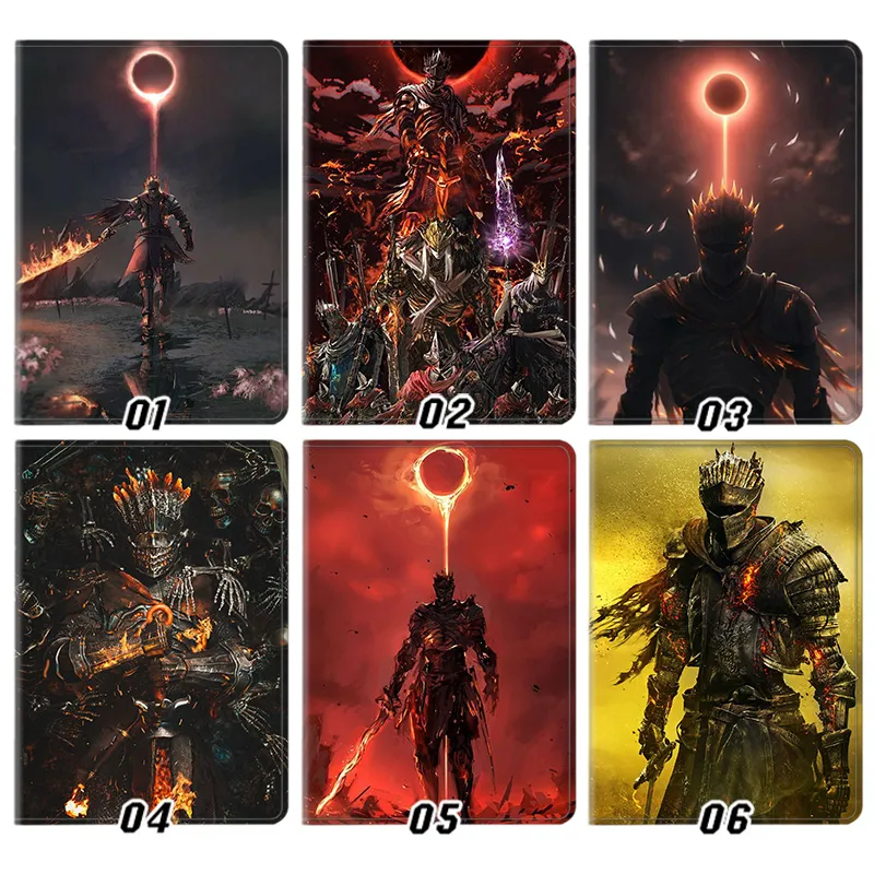 Dark Souls 3 Soul of Cinder Fire Link Armor Gaming Silk Texture Flip Leather Tablet Case