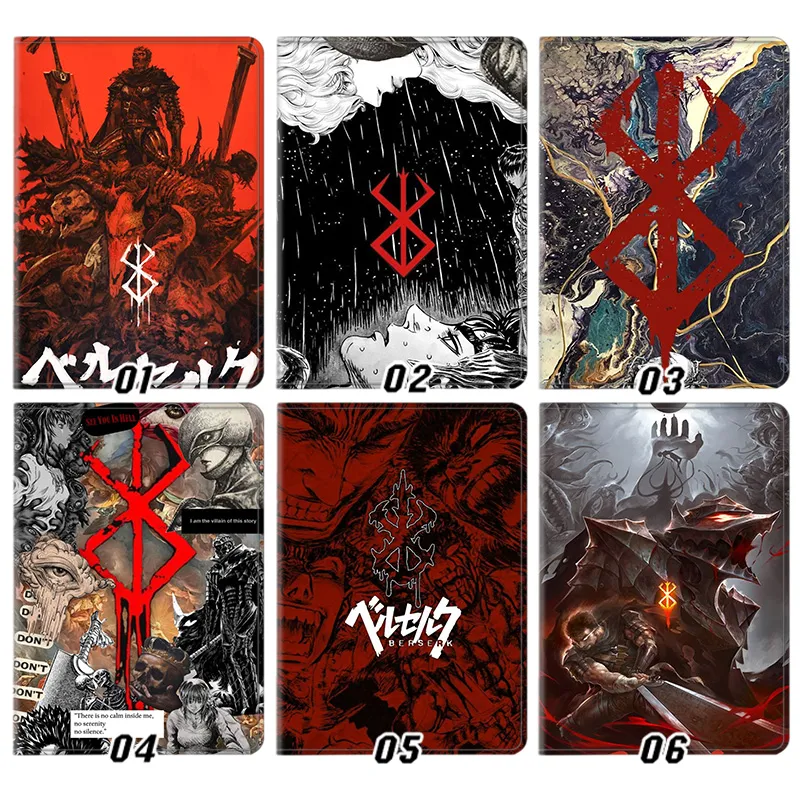 Berserk Guts Brand of Sacrifice Dark Fantasy Anime Silk Texture Flip Leather Tablet Case