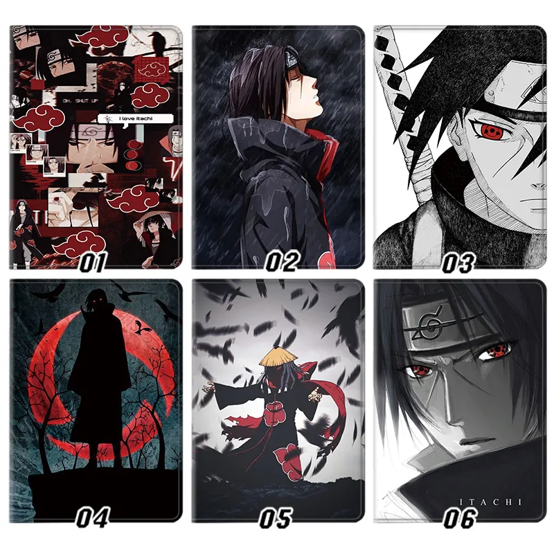 Ninja Anime  Itachi Uchiha Akatsuki Sharingan Anime Silk Texture Flip Leather Tablet Case