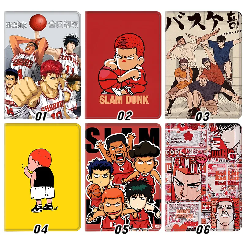 Slam Dunk Hanamichi Sakuragi Kaede Rukawa Shohoku BaskAlien Visitorball Anime Silk Texture Flip Leather Tablet Case
