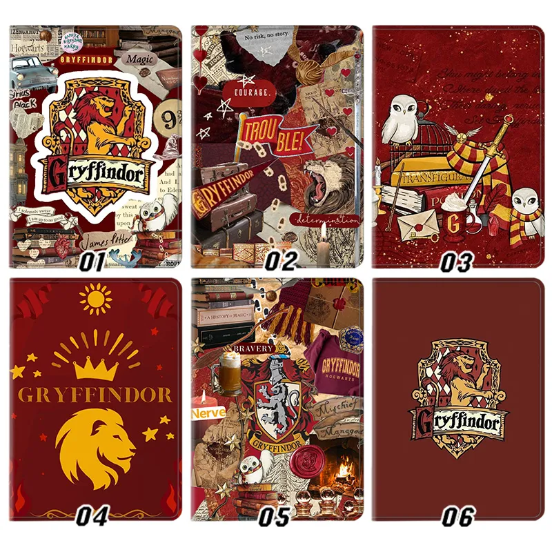 Wizard Tales Gryffindor Lion Crest Magic Academy Magic Silk Texture Flip Leather Tablet Case