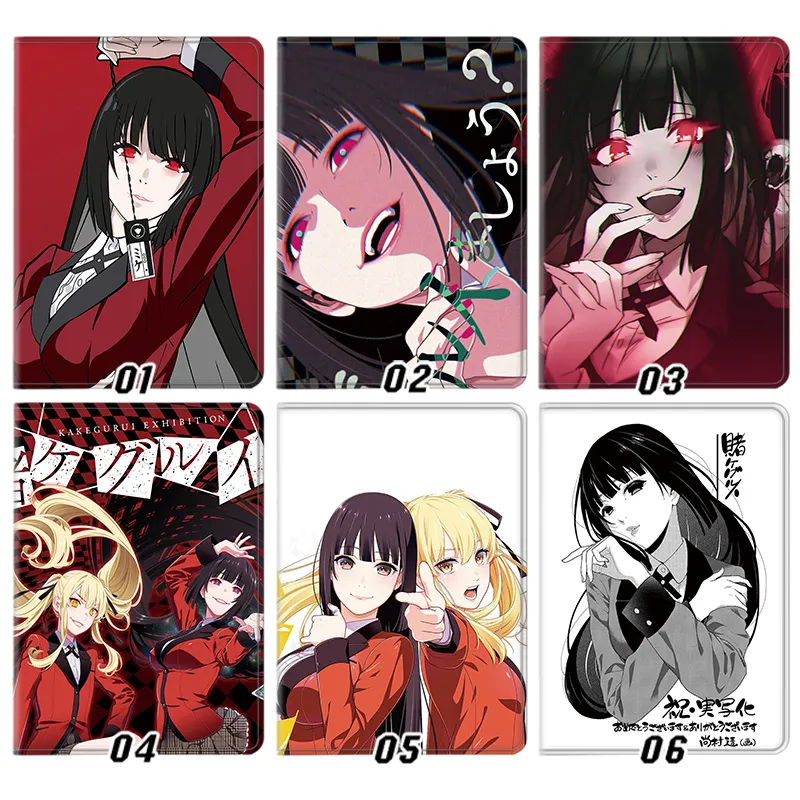 Kakegurui Yumeko Jabami Mary Saotome Red Eyes Anime Silk Texture Flip Leather Tablet Case