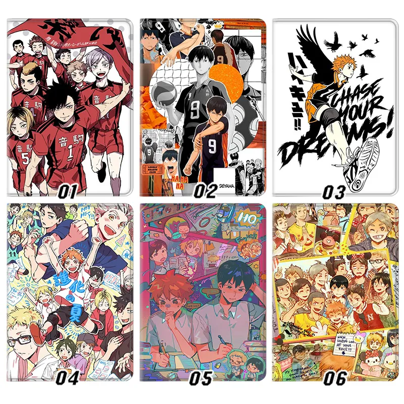 Haikyuu Nekoma Karasuno Hinata Kageyama Volleyball Anime Silk Texture Flip Leather Tablet Case