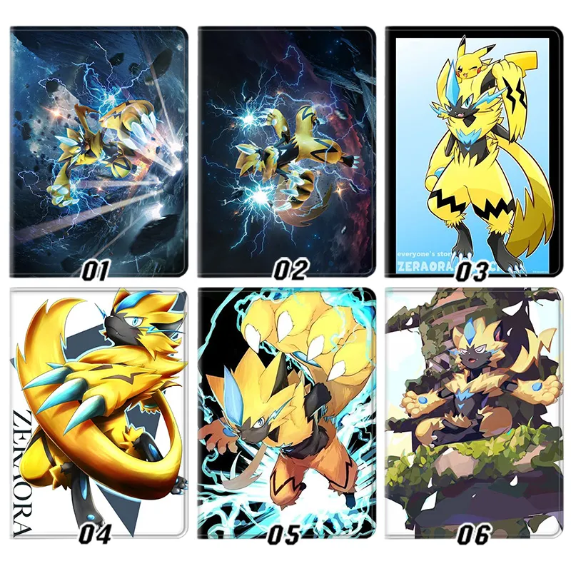 Creature Collection Zeraora Electric Lightning Mythical Anime Silk Texture Flip Leather Tablet Case