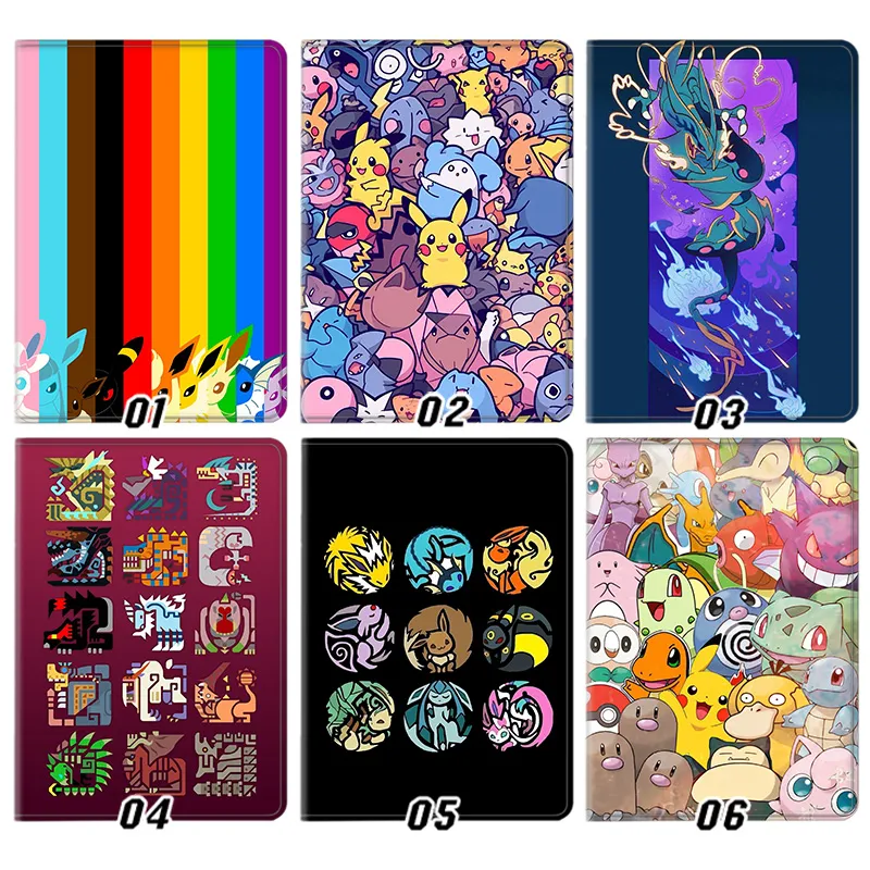 Creature Collection Eevee Pikachu Rayquaza Anime Flip Tablet Case