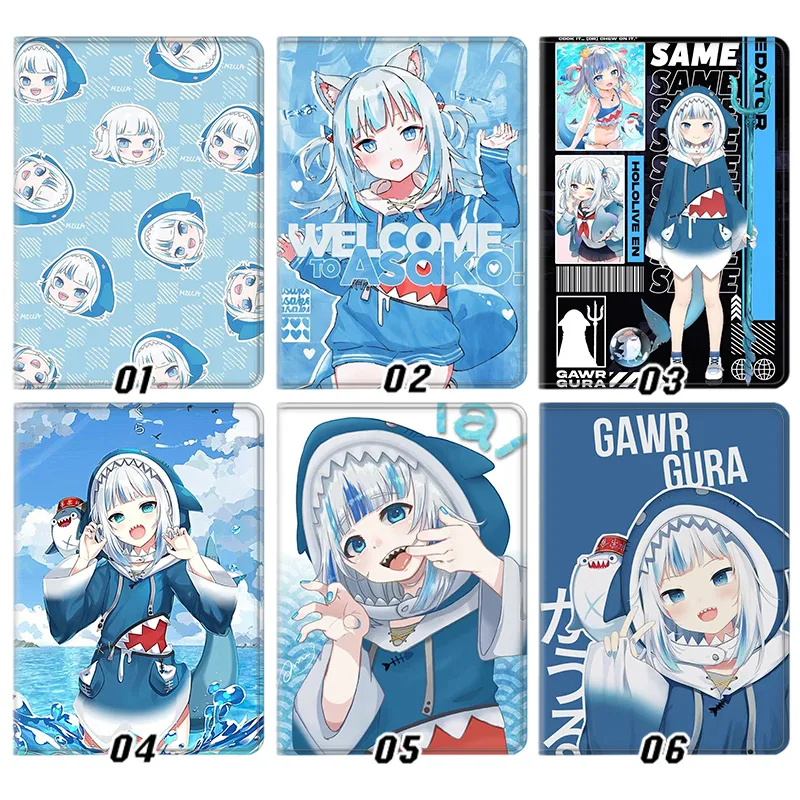 Hololive Gawr Gura VTuber Cute Shark Flip Tablet Case