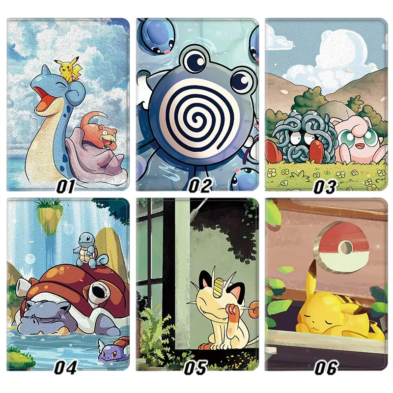Creature Collection Cute Anime Characters Collage Leather Flip Tablet Case