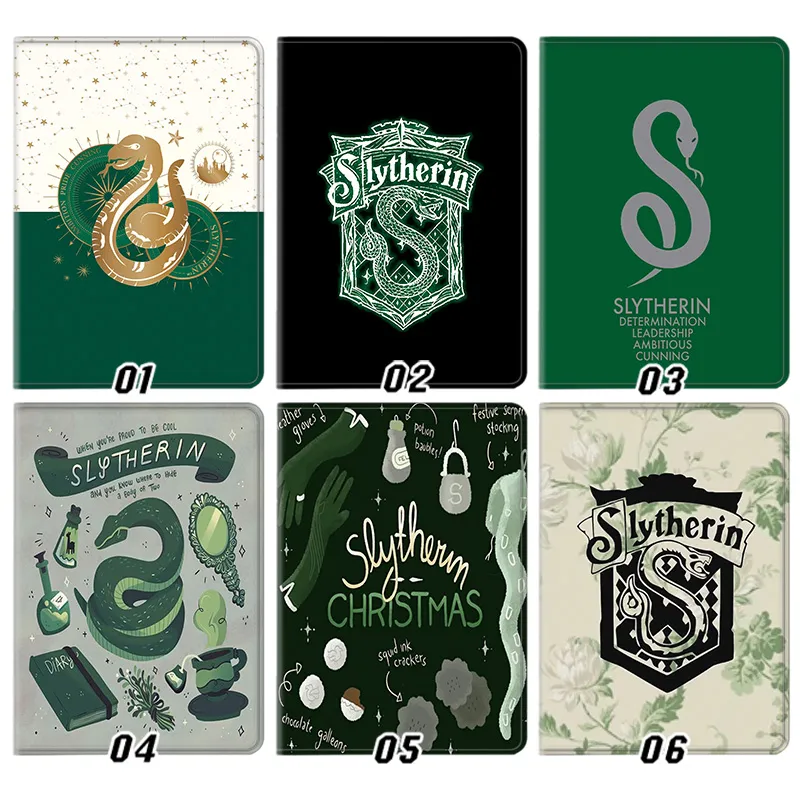 Wizard Tales Slytherin House Crest Serpent AesthAlien Visitoric Silk Texture Flip Leather Tablet Case