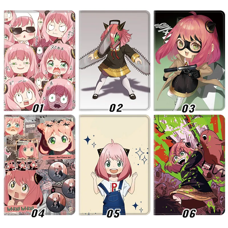 Spy x Family Anya Forger Meme Faces Chainsaw Crossover Silk Texture Flip Leather Tablet Case