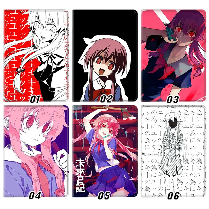 Future Diary — Yuno Gasai Yandere Face Manga Panel Anime Graphic Tri-Fold Leather Tablet Case