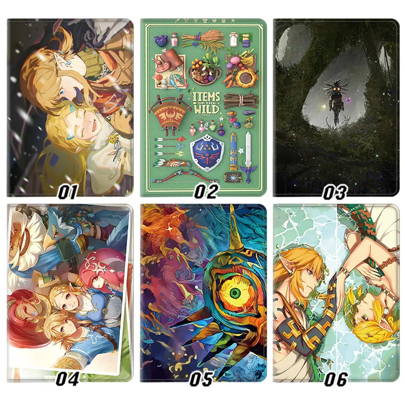 Hyrule Legend — Link Princess Hyrule Legend Breath of the Wild Tears of the Kingdom Game Art Tri-Fold Leather Tablet Case
