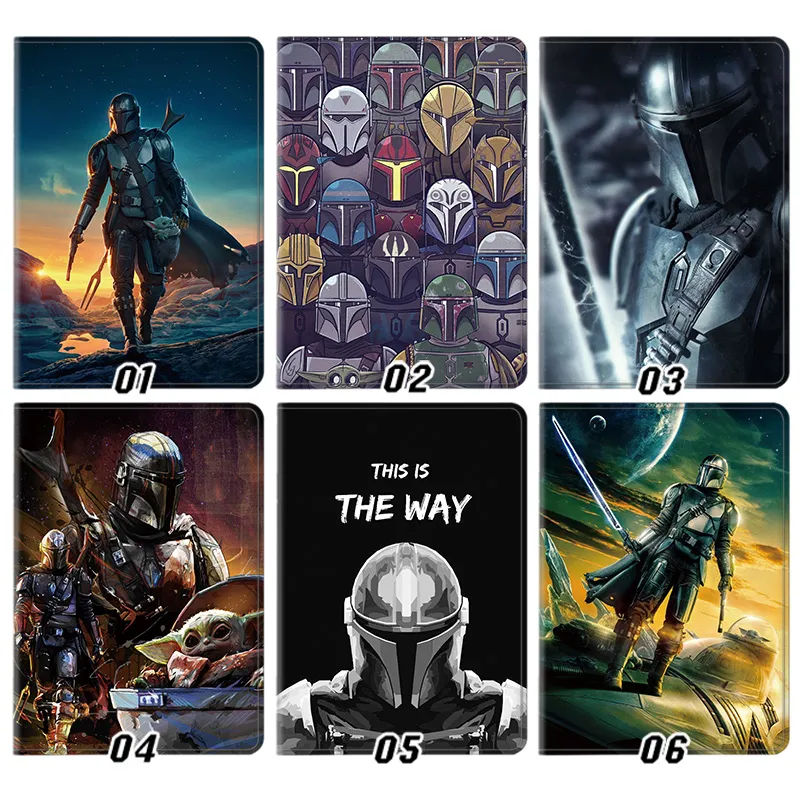 Galaxy Wars The Mandalorian — Din Djarin Grogu Baby Yoda This Is The Way Sci-Fi Tri-Fold Leather Tablet Case