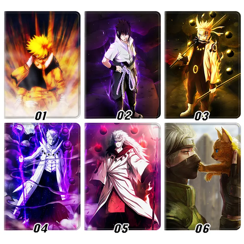 Ninja Anime — Ninja Anime Uzumaki Sasuke Uchiha Madara Obito Kakashi Hatake Anime Art Tri-Fold Leather Tablet Case
