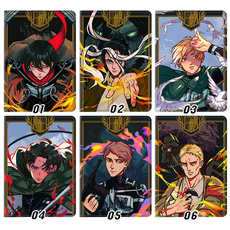 Wall Defense — Eren Yeager Mikasa Ackerman Levi Armin Scout Regiment Anime Art Tri-Fold Leather Tablet Case