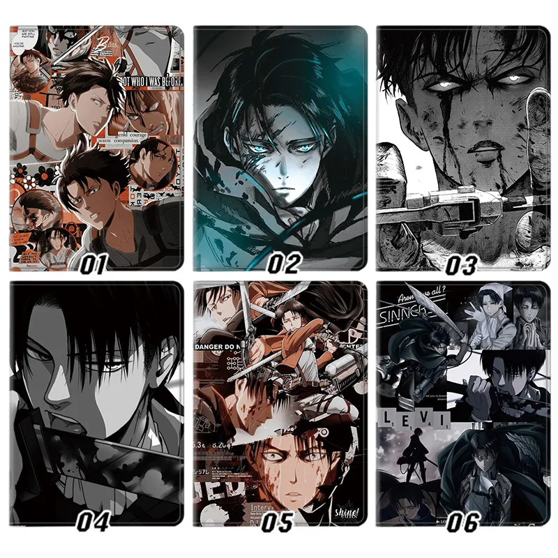 Wall Defense — Levi Ackerman Scout Regiment Captain Manga Panel Tri-Fold Leather Tablet Case