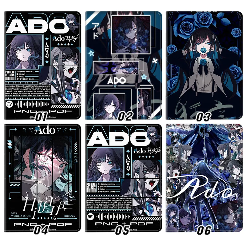 Ado — J-Pop Singer Vocaloid Chaimu Kyogen Concert Graphic Tri-Fold Leather Tablet Case
