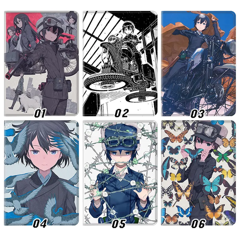 Kino's Journey — Kino Hermes Motorcycle Travel Fantasy Anime Graphic Tri-Fold Leather Tablet Case