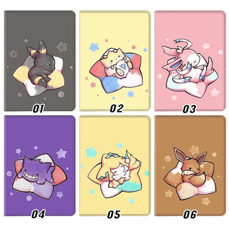 Creature Collection — Umbreon Togepi Sylveon Eevee Sleeping Star Anime Graphic Tri-Fold Leather Tablet Case