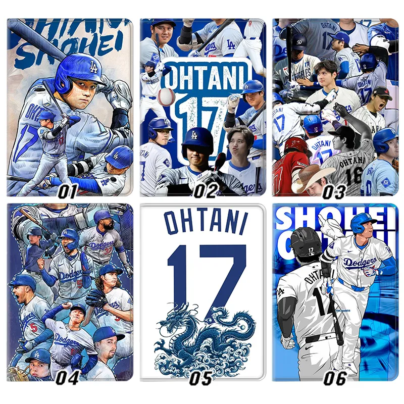 Shohei Ohtani — Los Angeles Dodgers Jersey Number 17 Tri-Fold Leather Tablet Case