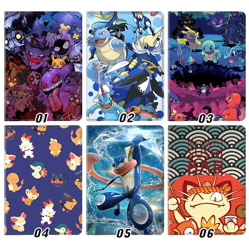 Creature Collection — Pikachu Gengar Greninja Starters Anime Graphic Tri-Fold Leather Tablet Case