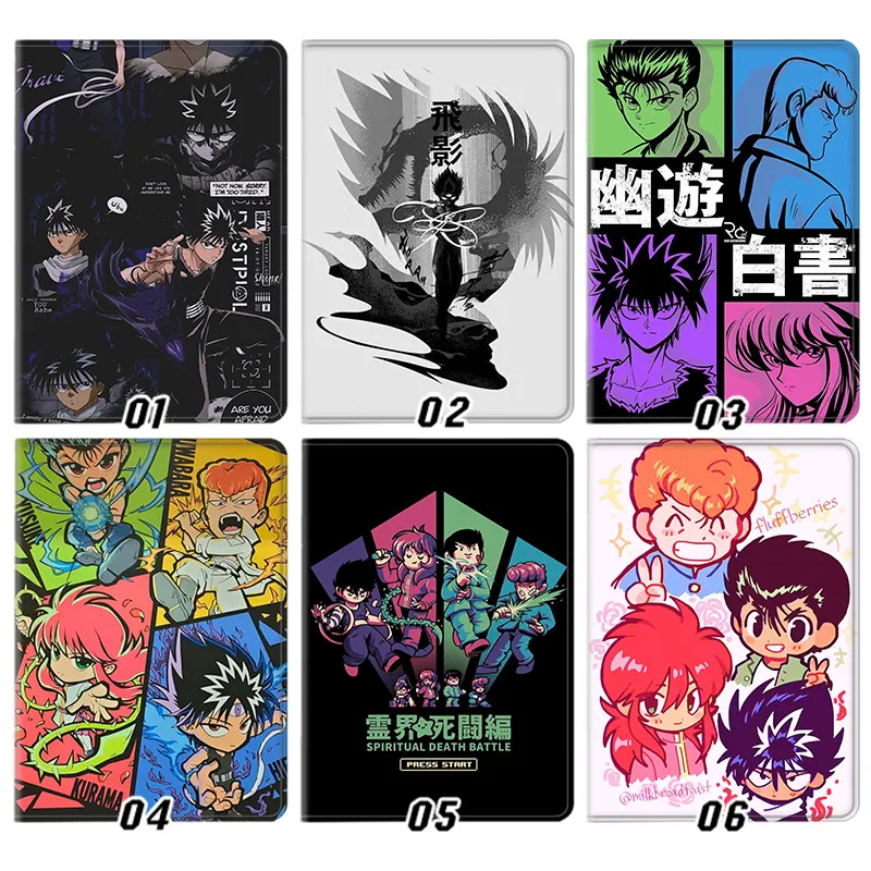 Yu Yu Hakusho — Yusuke Kurama Hiei Kuwabara Anime Team Tri-Fold Leather Tablet Case